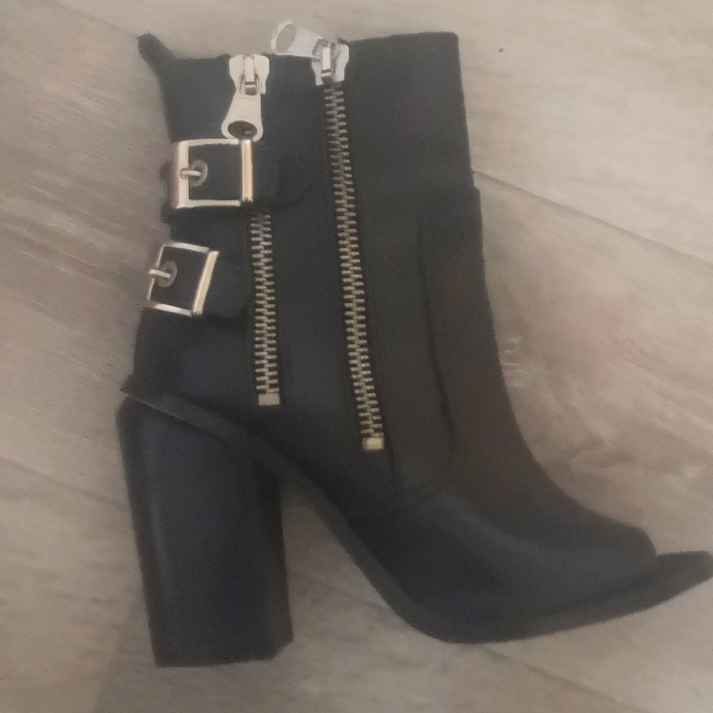 Leather Open Toe Booties